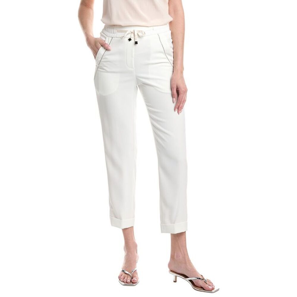 Peserico Womens  Embellished Pant, White